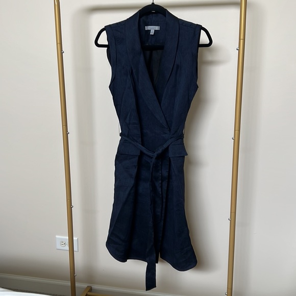 Classiques Entier Faux Wrap Linen Blend Dress - Size 8 - Picture 4 of 8